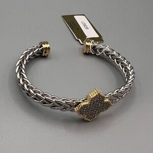 14k gold plated clover Elegant Silver and Gold Braided Bracelet
